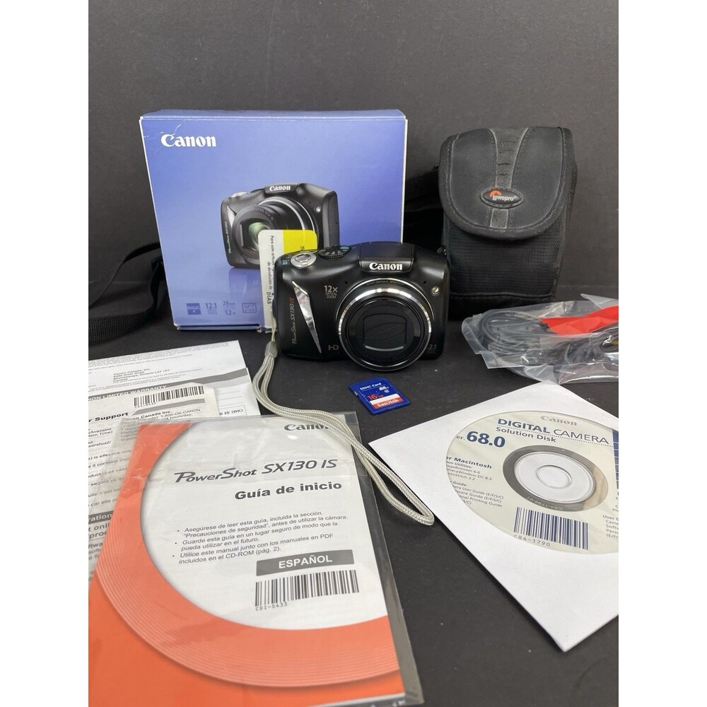 Canon PowerShot SX130 IS 12.1 MP Digital Camera 12x Optical Zoom w/ Case *Tested